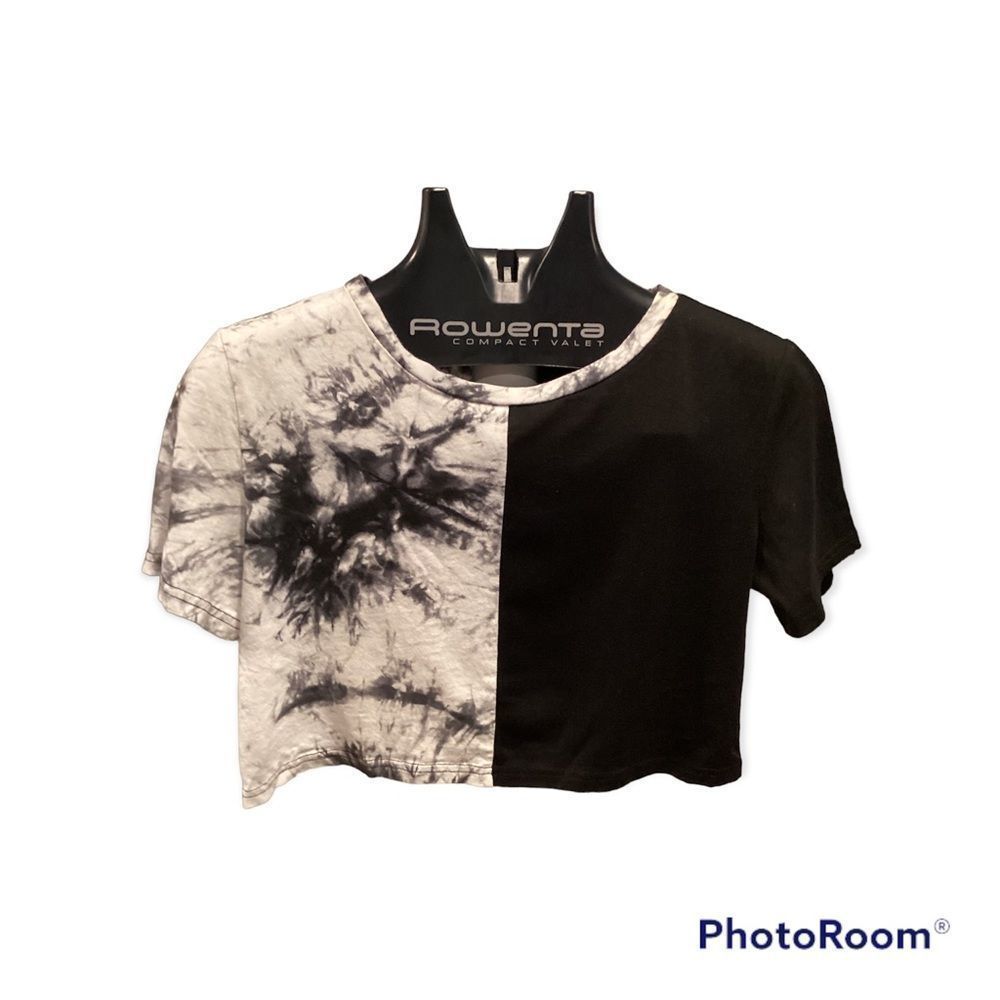 Romwe Tie Dye/Black Crop TShirt SZ-S